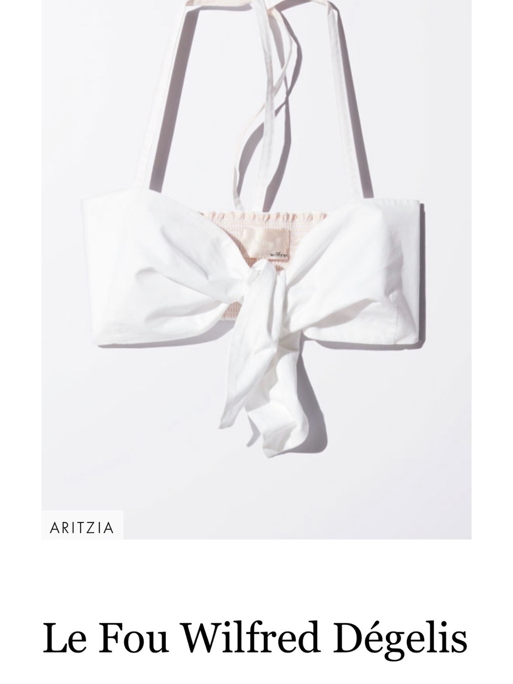 Le Fou Collection for Wilfred Aritzia. Tie Front Bralette. Size Large.